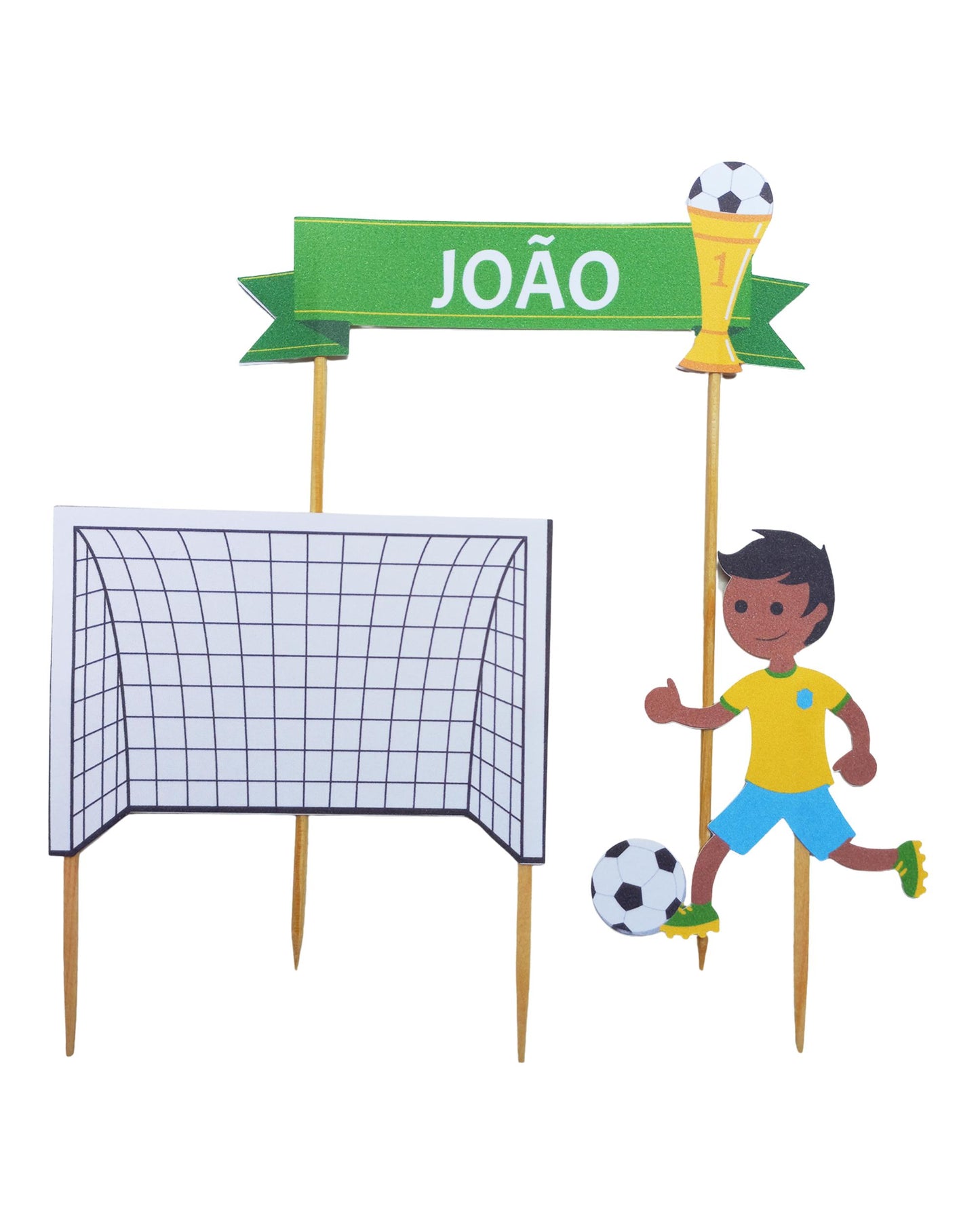 Topo de bolo Futebol verde e amarelo