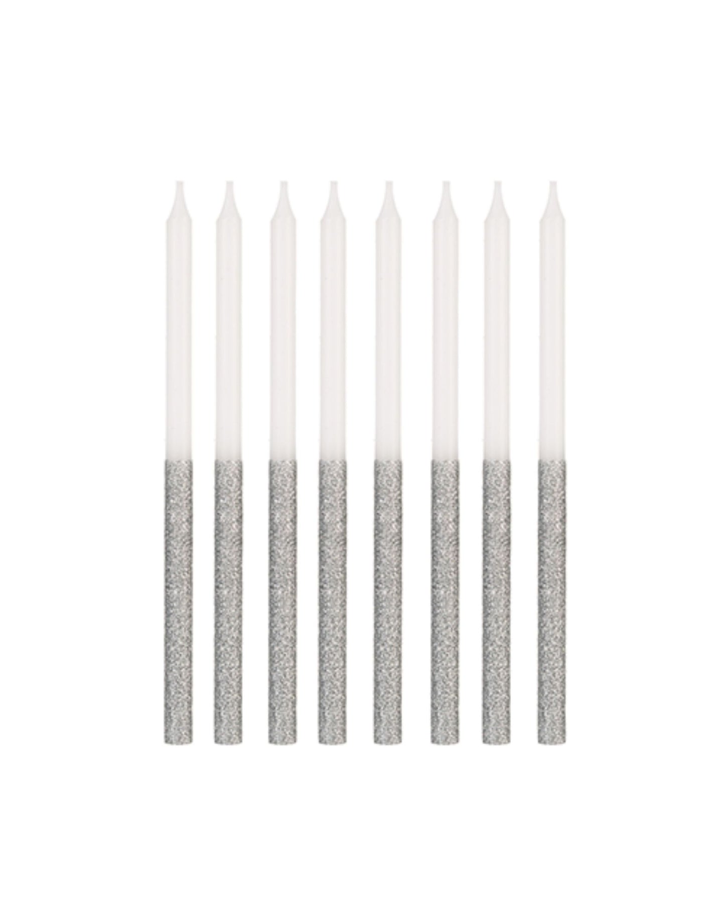 Velas Glitter Prata (8 Un.)