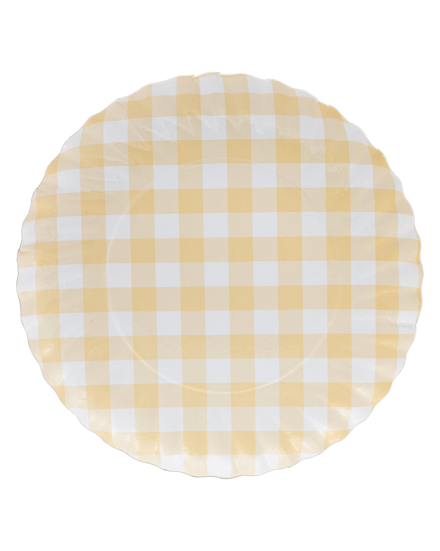 Pratos de papel xadrez amarelo claro Tam. G (5 Un.)