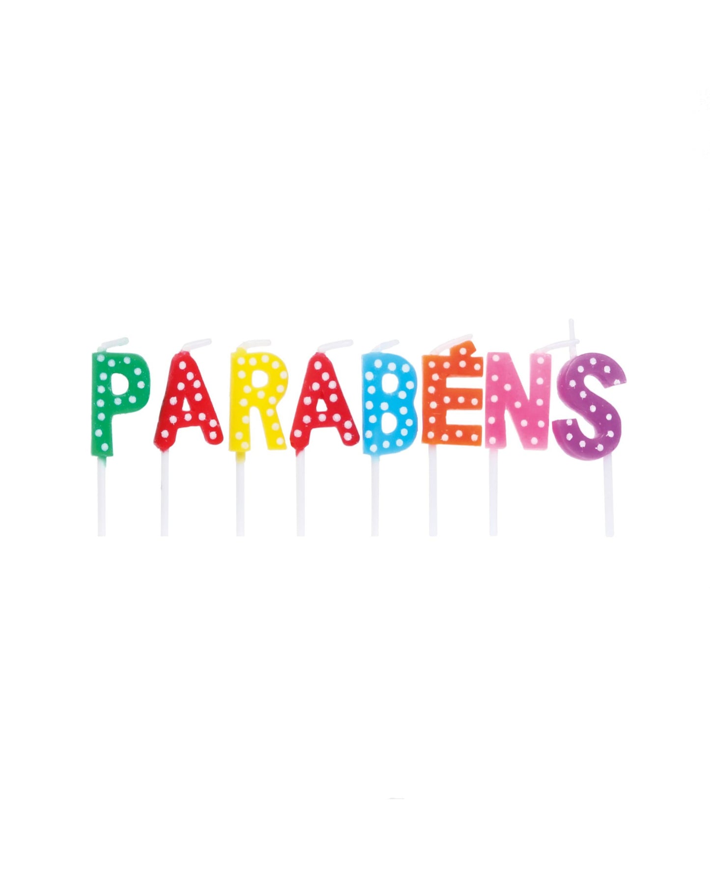 Velas letras parabéns coloridas