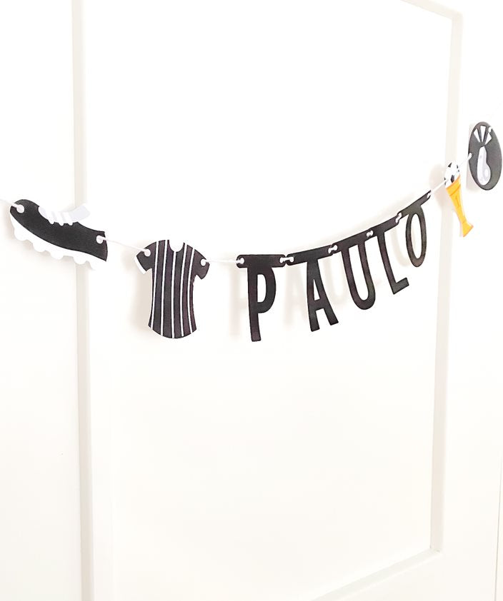 Guirlanda futebol preto e branco