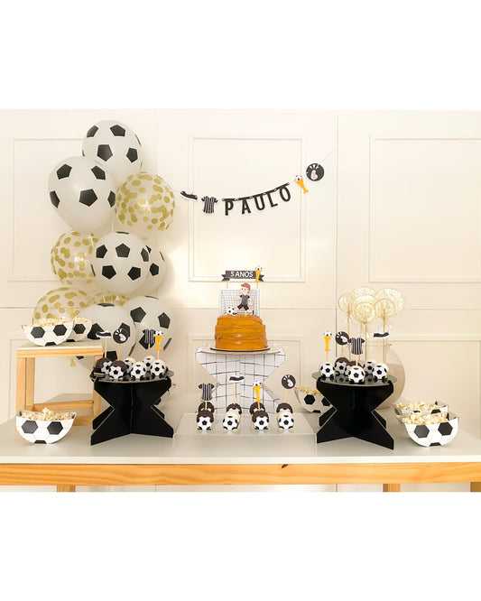 Kit Decoração Futebol Preto e Branco - Tamanho P