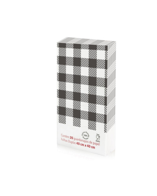 Guardanapos papel xadrez preto (20 Un.)