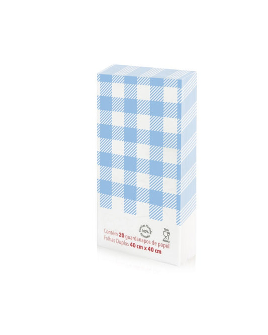 Guardanapos papel xadrez azul claro (20 Un.)