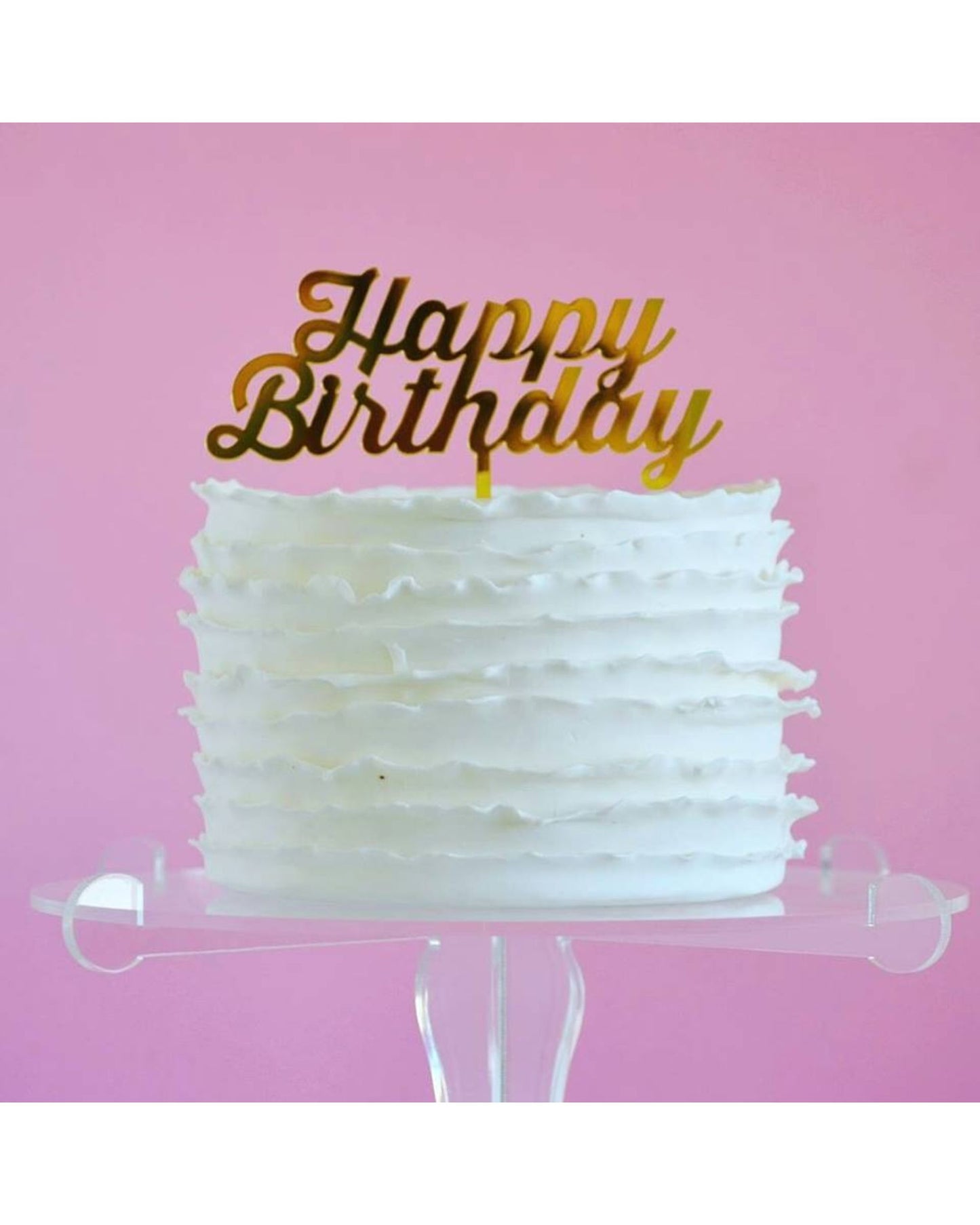 Topo de bolo acrílico happy birthday tradicional