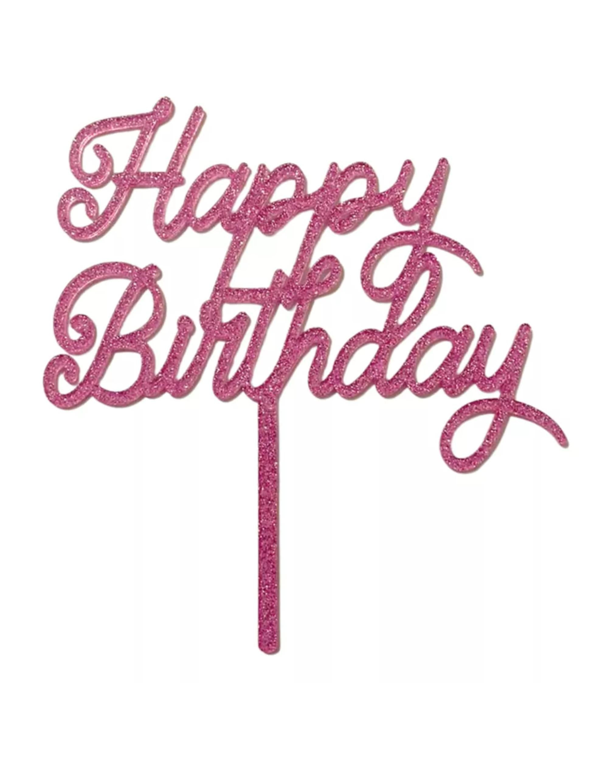 Hbd Color Rosa Topo de bolo acrílico hbd glitter rosa – Floreia Festas