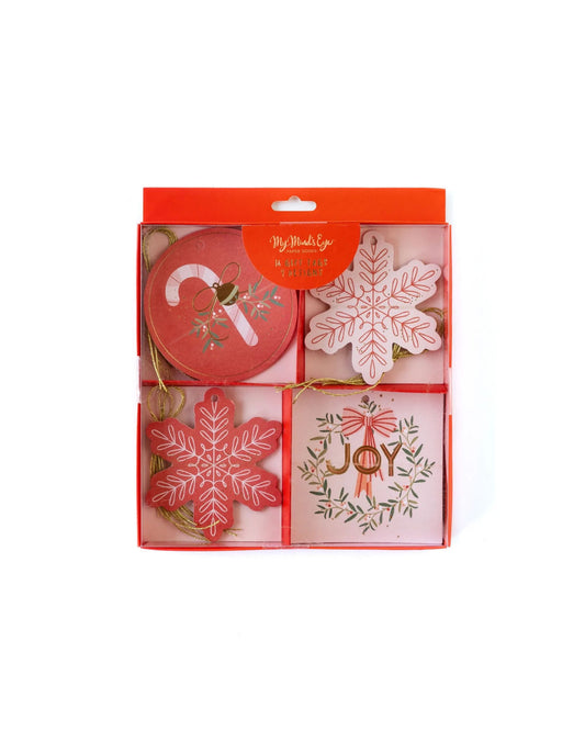 Kit tags  presente natal rosa e vermelho (16 un.)