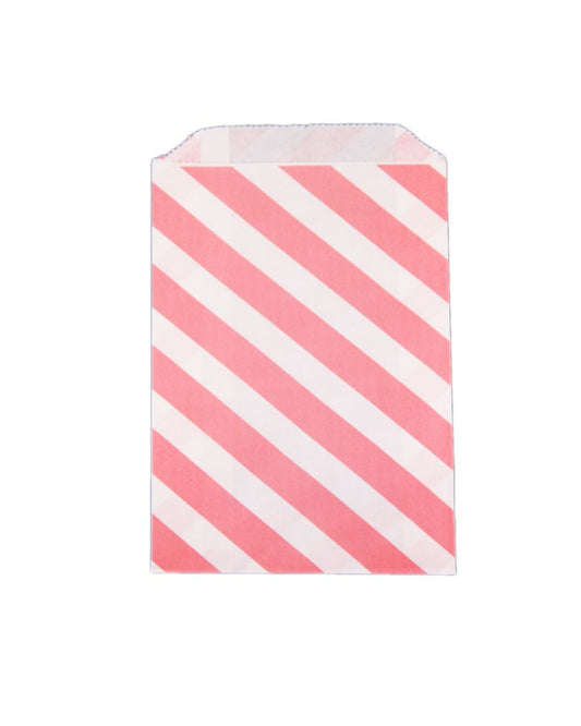 Saquinhos papel listras rosa claro (12 Un.)