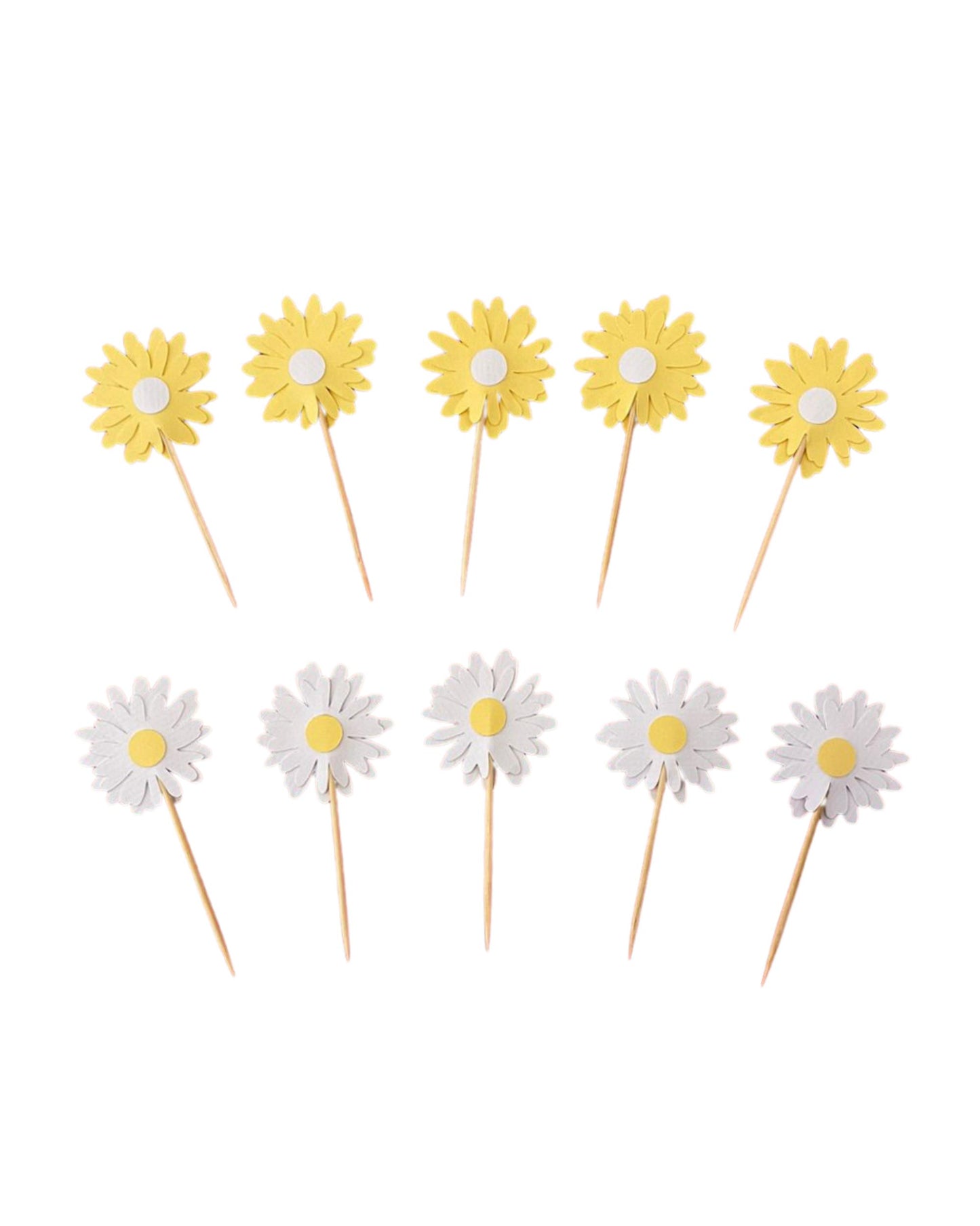 Topos de doces margarida branco e amarelo (10 Un.)
