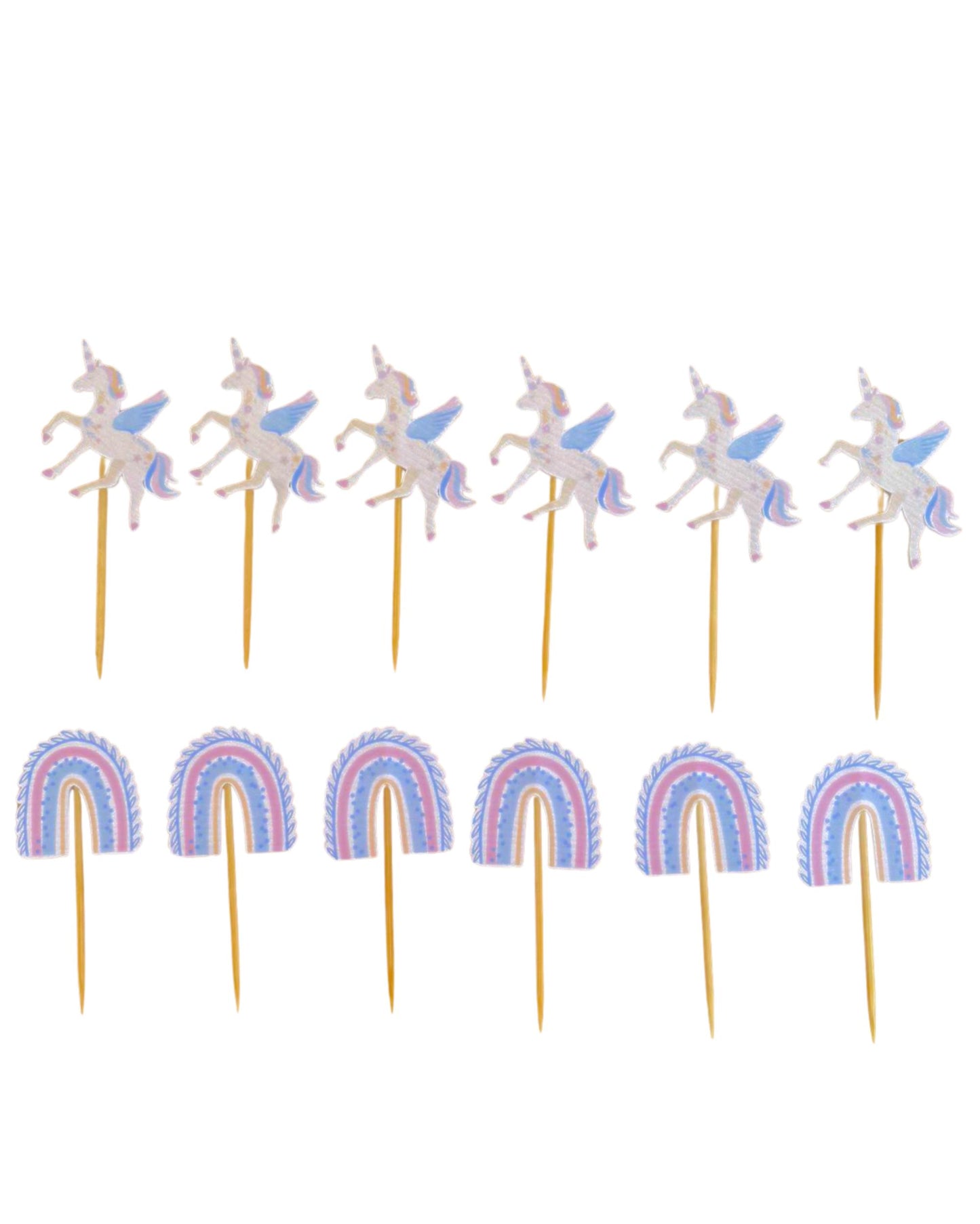 Topos de doces unicórnio e arco iris (12 Un.)