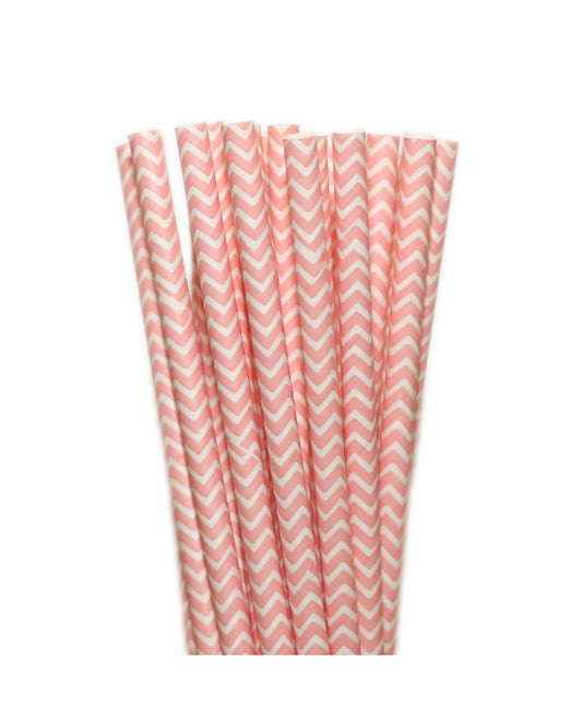 Canudos papel zig zag rosa claro (20 Un.)