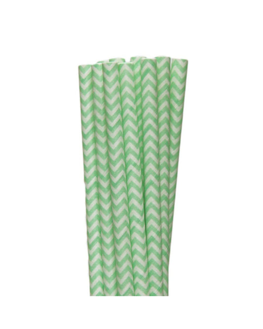 Canudos papel zig zag verde claro (20 Un.)