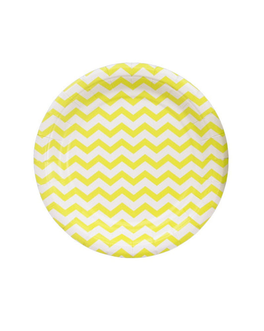 Pratos papel zig zag amarelo (8 Un.)