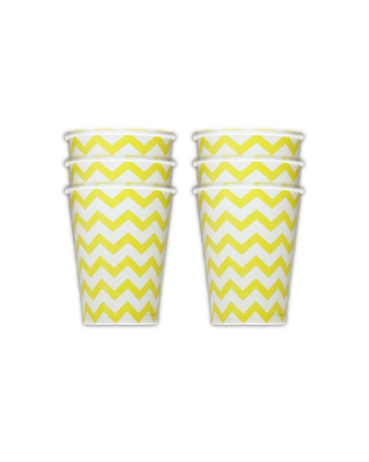 Copos papel zig zag amarelo (8 Un.)