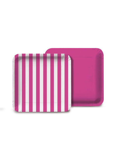 Pratos papel listras pink (8 Un.)