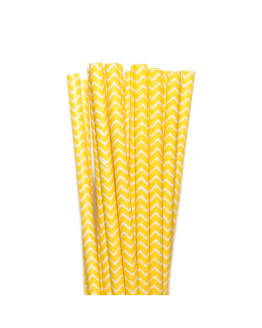 Canudos papel zig zag amarelo (20 Un.)