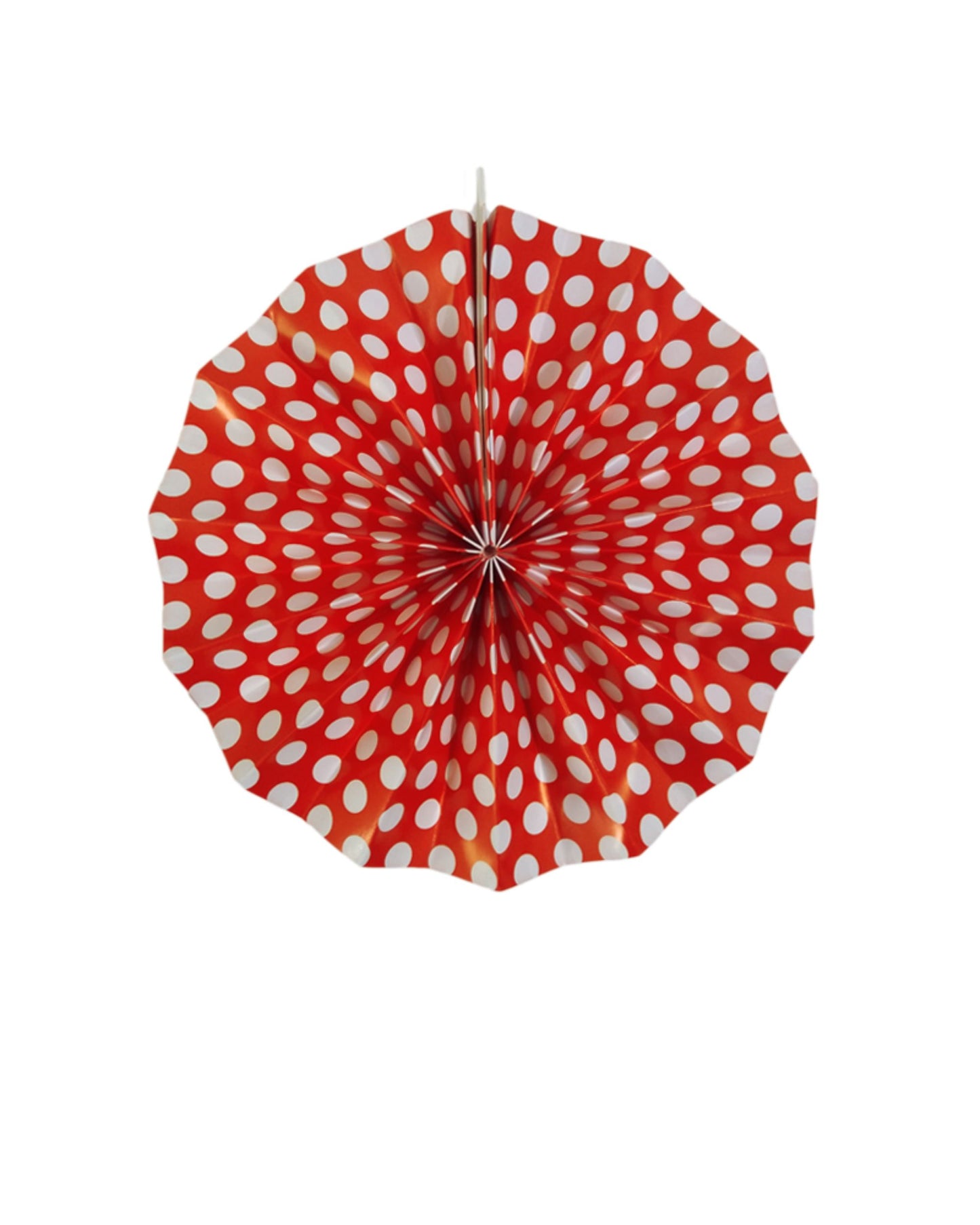Leque papel poá vermelho 20cm