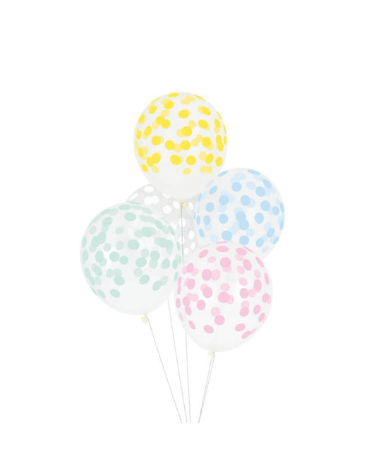 Balões confete cores pastel (5 Un.)