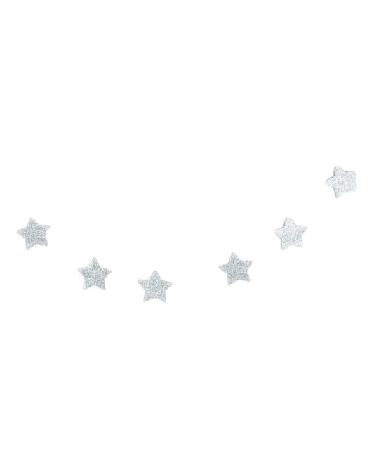 Guirlanda estrelas glitter prateado